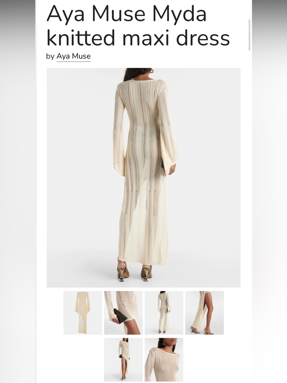 Aya Muse Cream Sheer Ribbed Long-Sleeve Maxi Dress